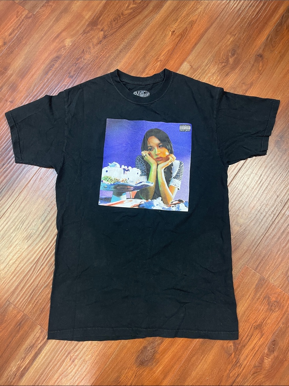 Olivia Rodrigo Black Graphic Tee with Colorful Album Art